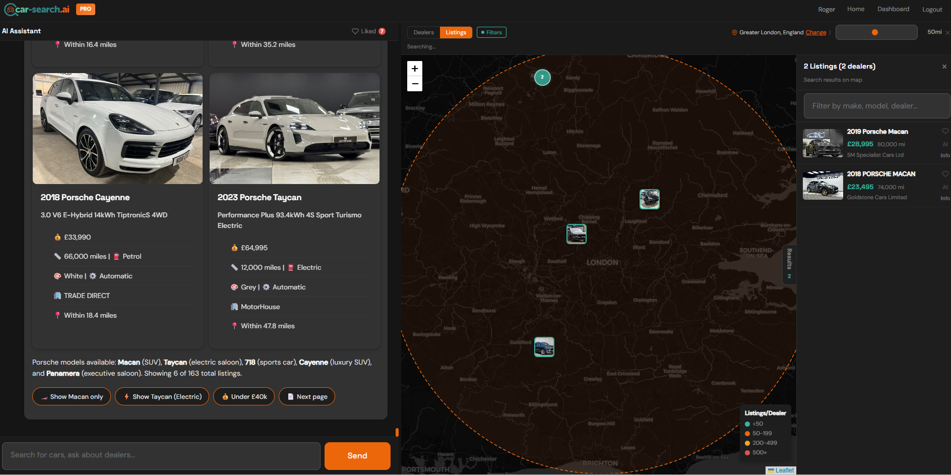 Pro Dashboard - Map and AI